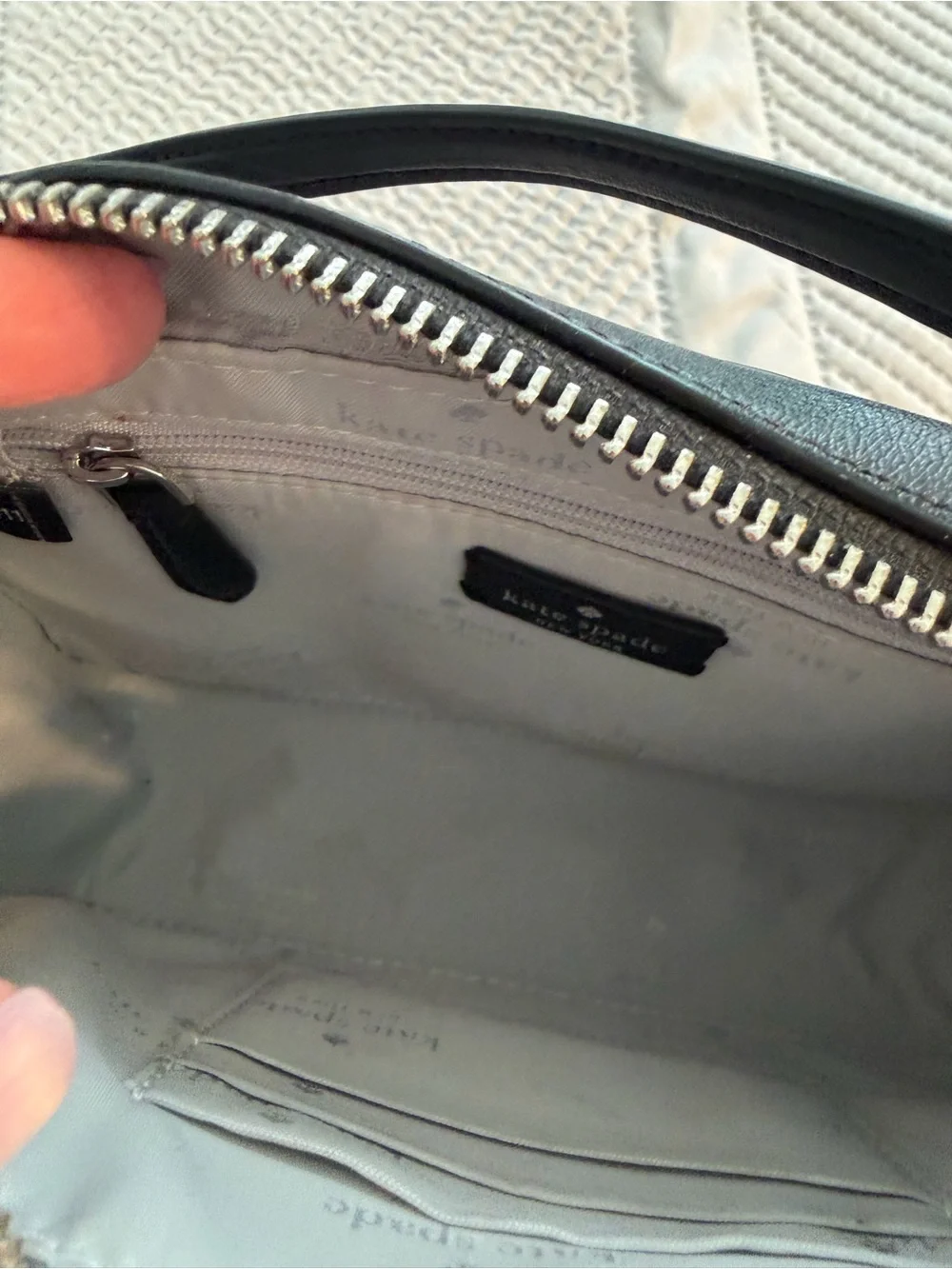 Kate Spade Sienna Leather Crossbody Gray w/Black Strap